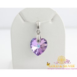 Серебряный кулон сердце с камнем Сваровски 30013/14